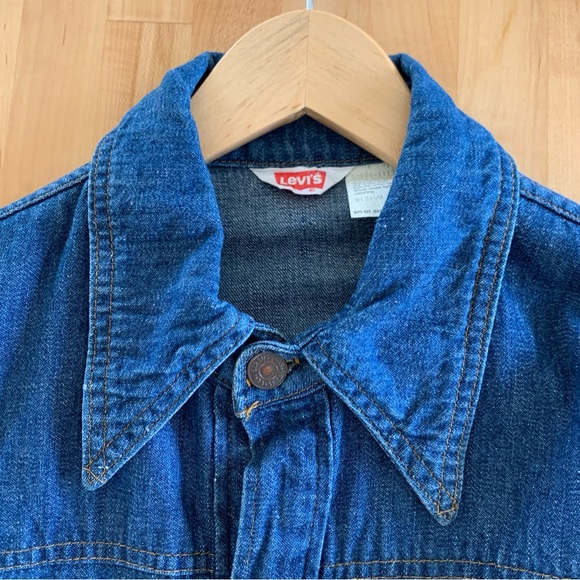 Levis Vintage Button Down Shirt 70s Collar Orange Tab USA Made Denim L/S Size M - Picture 8 of 11